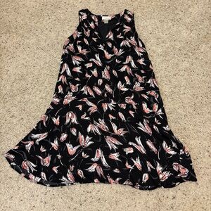 LOFT Black and Pink Floral Dress